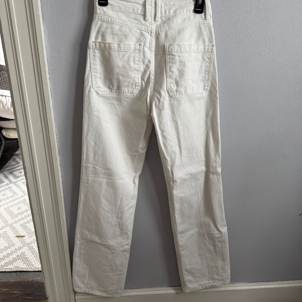 Mango high rise wide leg white jeans